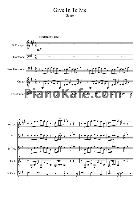 Ноты Three Days Grace - Give in to me (Партитура) - PianoKafe.com