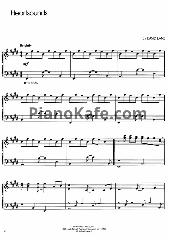 Ноты David Lanz - Heartsounds - PianoKafe.com
