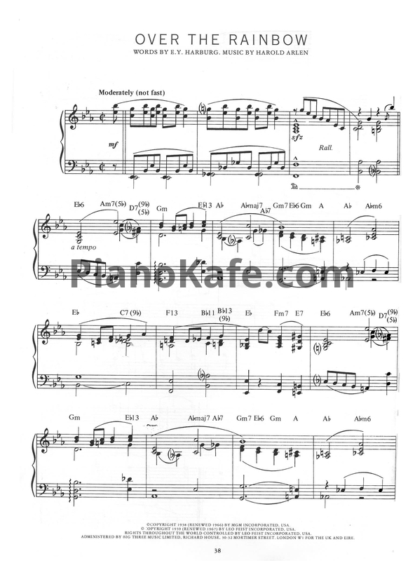 Ноты Harold Arlen - Over the rainbow - PianoKafe.com