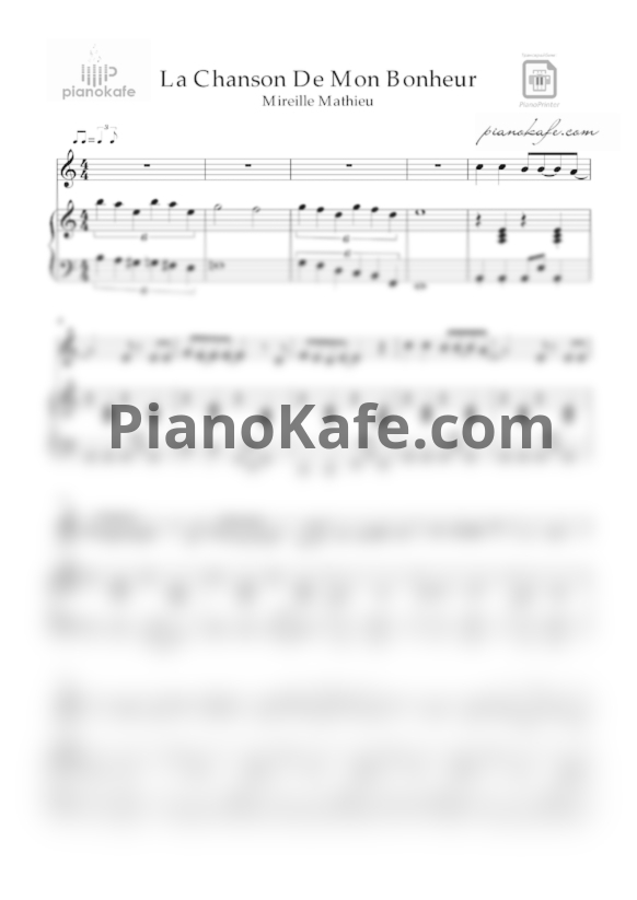 Ноты Mireille Mathieu - La chanson de mon bonheur - PianoKafe.com