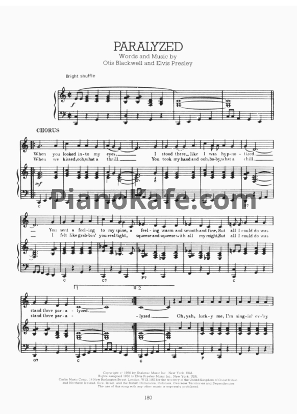 Ноты Elvis Presley - Paralyzed - PianoKafe.com