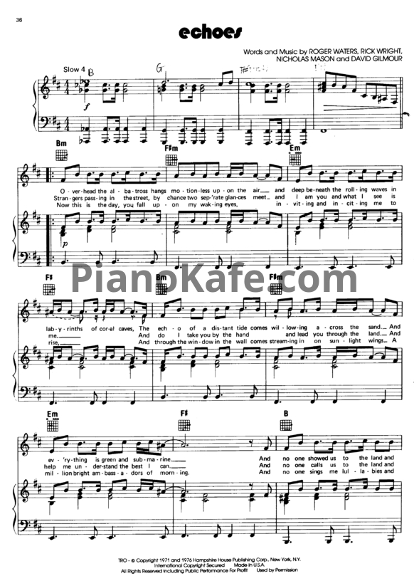 Ноты Pink Floyd - Echoes - PianoKafe.com