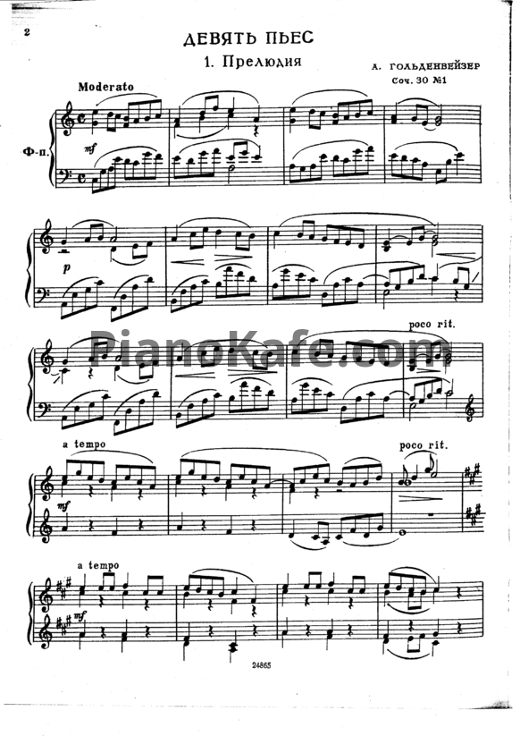 Ноты А. Гольденвейзер - Девять пьес (Соч. 30) - PianoKafe.com