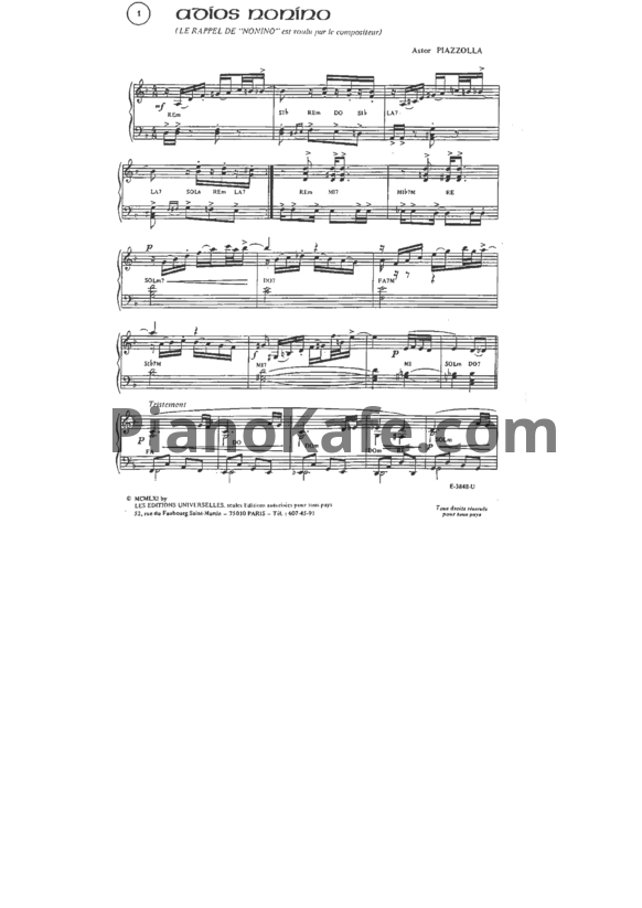 Ноты Astor Piazzolla - Альбом (20 танго) - PianoKafe.com