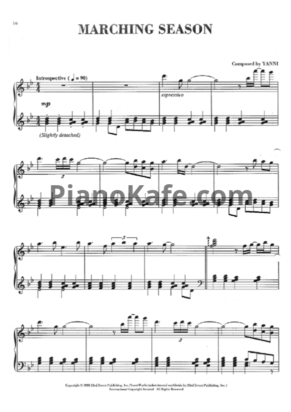 Ноты Yanni - Marching Season - PianoKafe.com