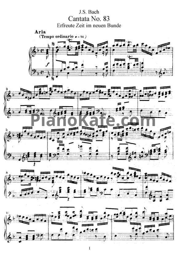 Ноты И. Бах - Кантата №83 "Erfreute zeit im neuen bunde" (BWV 83) - PianoKafe.com