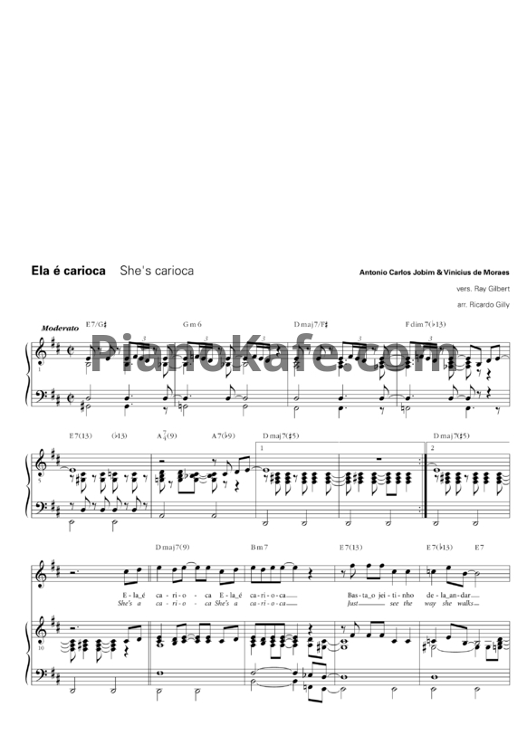 Ноты Antonio Carlos Jobim & Vinicius de Moraes - Ela é carioca (She's carioca) - PianoKafe.com