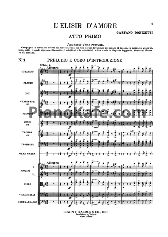 Ноты Gaetano Donizetti - Опера "Любовный напиток/L'elisir d'amore" (Партитура) - PianoKafe.com