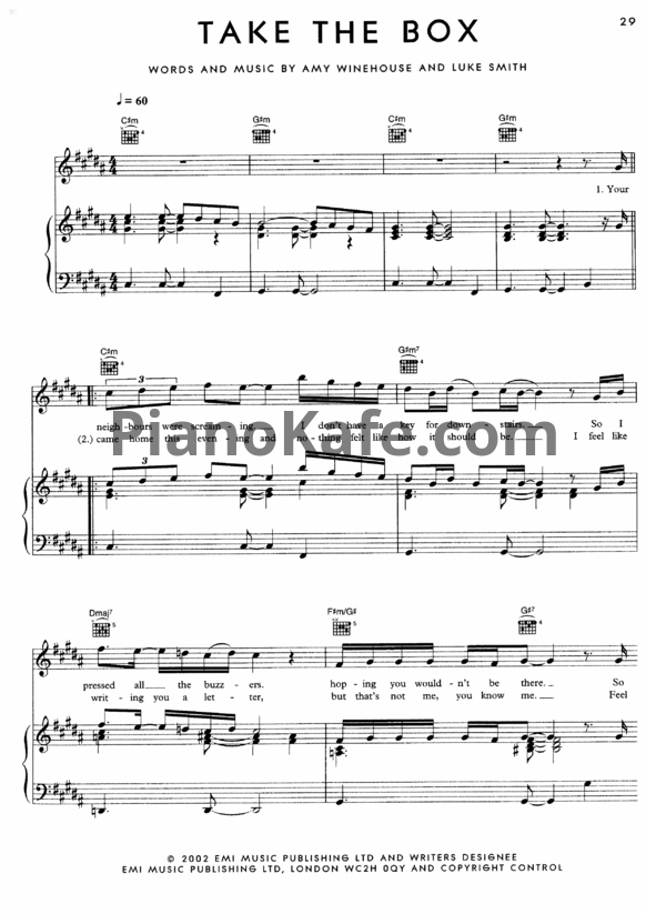 Ноты Amy Winehouse - Take the box - PianoKafe.com