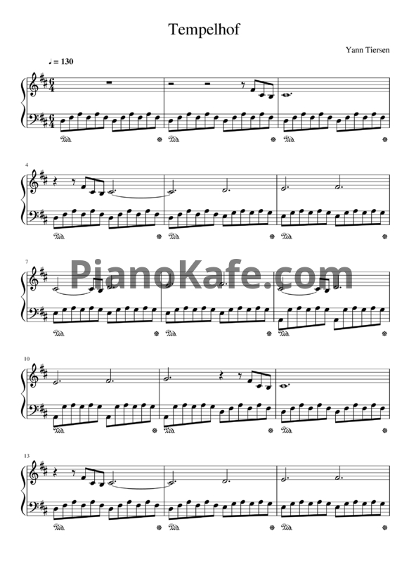 Ноты Yann Tiersen - Tempelhof - PianoKafe.com