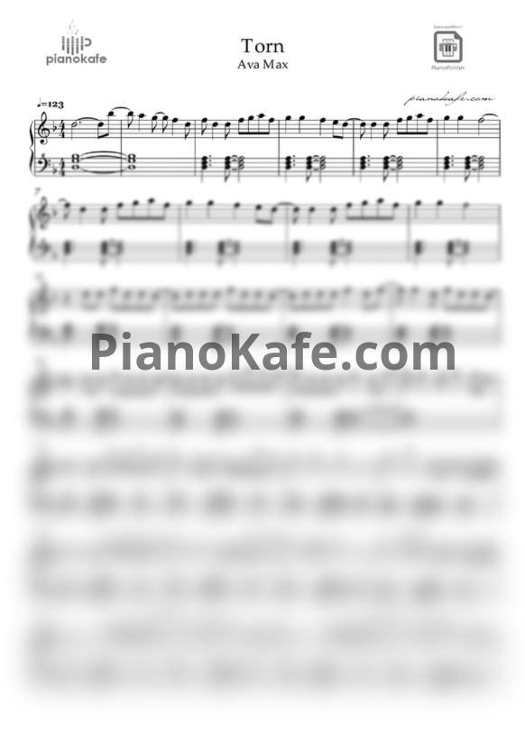 Ноты Ava Max - Torn (Piano cover) - PianoKafe.com