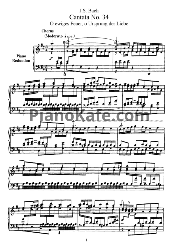 Ноты И. Бах - Кантата №34 "O ewiges Feuer, o Ursprung der Liebe" (BWV 34) - PianoKafe.com
