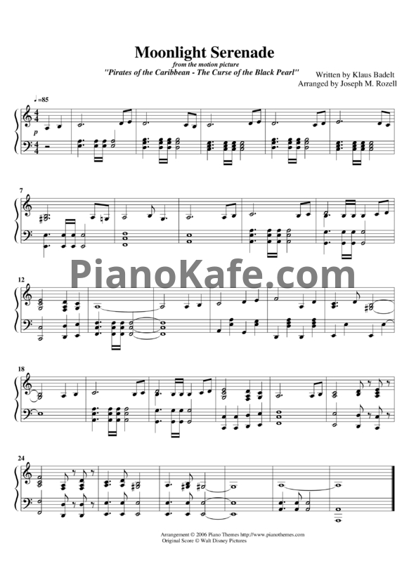Ноты Klaus Badelt - Moonliges Serenade - PianoKafe.com