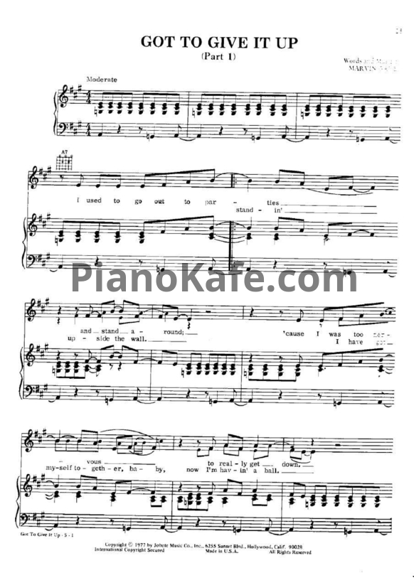 Ноты Marvin Gaye - Got to give it up (Part 1) - PianoKafe.com