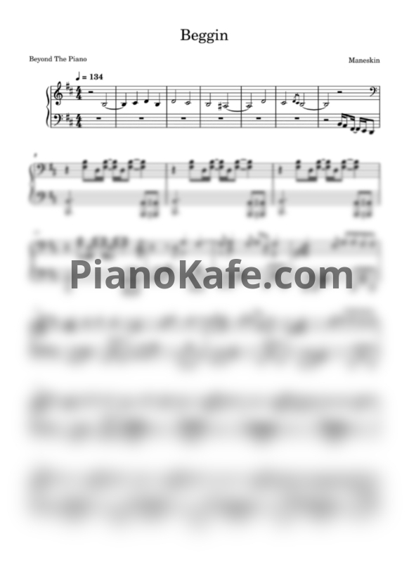 Ноты Maneskin - Beggin' - PianoKafe.com