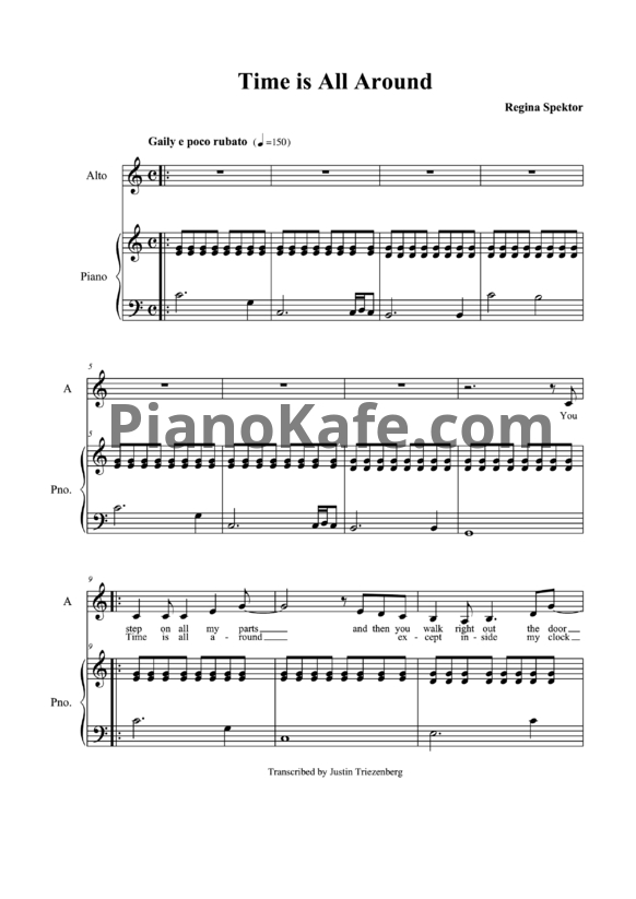 Ноты Regina Spektor - Time is all around - PianoKafe.com