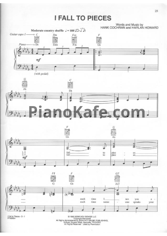 Ноты LeAnn Rimes - I fall to pieces - PianoKafe.com