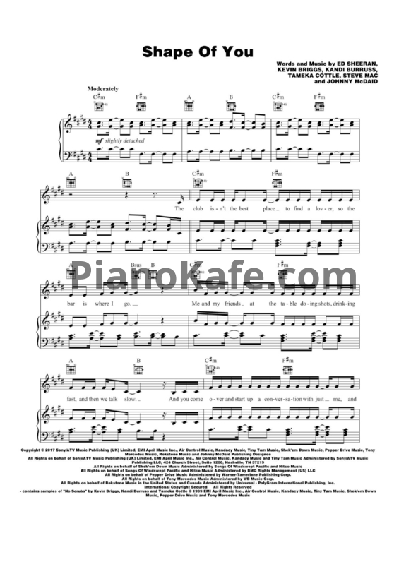 Ноты Ed Sheeran - Shape of you (Версия 3) - PianoKafe.com