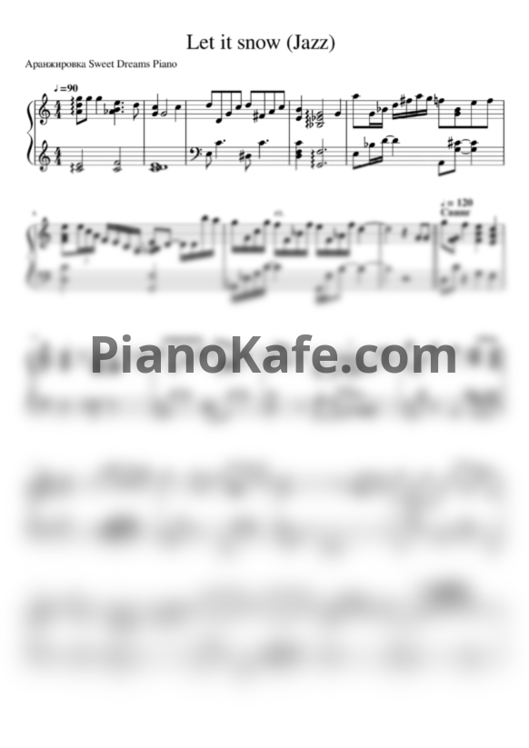 Ноты Jule Styne - Let it snow (Аранжировка Sweet Dreams Piano) - PianoKafe.com