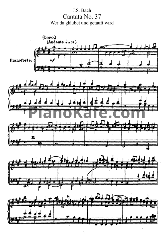 Ноты И. Бах - Кантата №37 "Wer da glaubet und getauft wird" (BWV 37) - PianoKafe.com