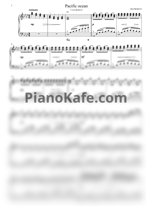 Ноты Ilya Beshevli - Pacific ocean - PianoKafe.com