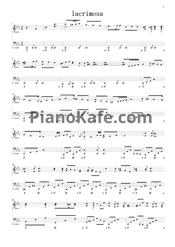Ноты Kuroshitsuji - Lacrimosa - PianoKafe.com