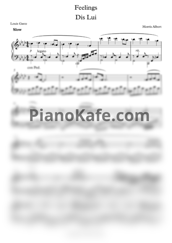 Ноты Morris Albert - Dis-lui (Feelings) - PianoKafe.com