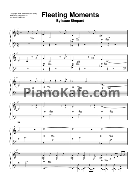 Ноты Isaac Shepard - Fleeting moments - PianoKafe.com