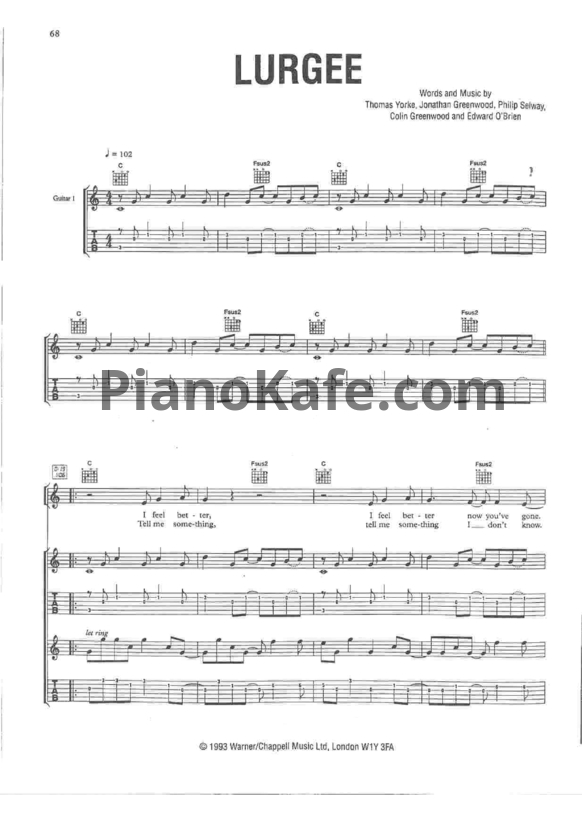 Ноты Radiohead - Lurgee - PianoKafe.com