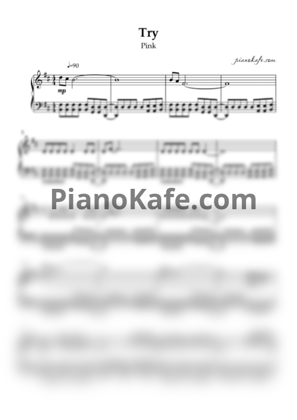 Ноты Pink - Try (Easy piano cover) - PianoKafe.com