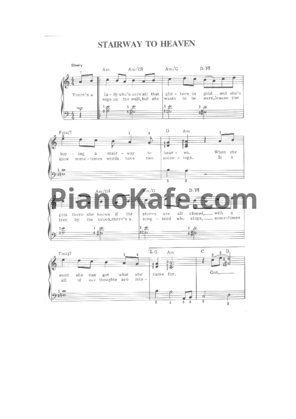 Ноты Оливия Краш - Stairway to heaven - PianoKafe.com