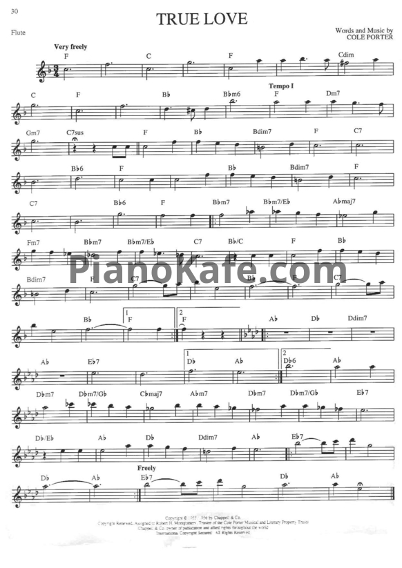 Ноты Elton John, Kiki Dee - True love (Переложение для флейты) - PianoKafe.com