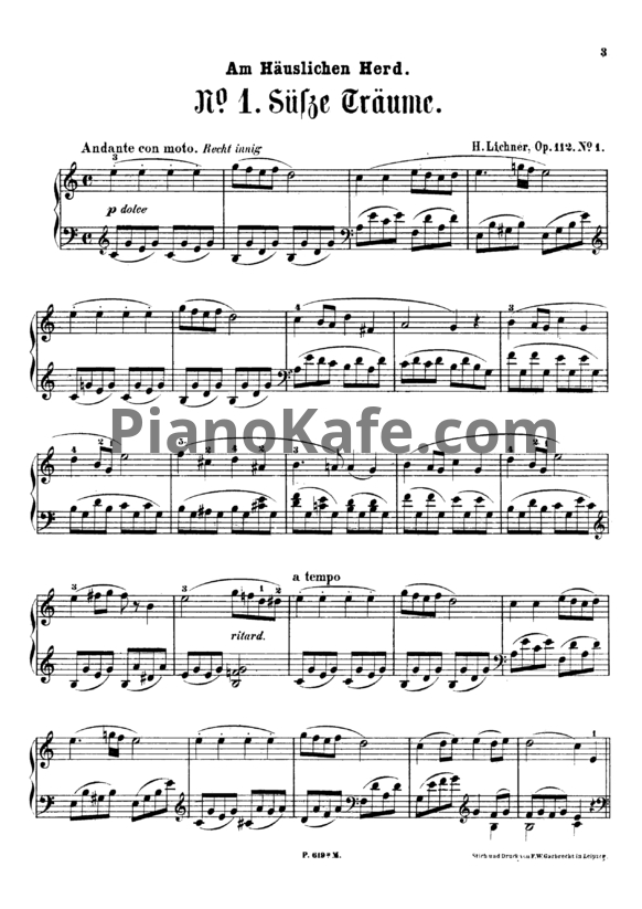 Ноты Генрих Лихнер - Süße Träume (Op, 112 №1) - PianoKafe.com