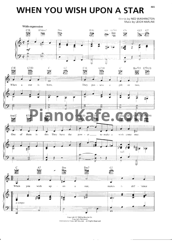 Ноты Leigh Harline - When you wish upon a star - PianoKafe.com