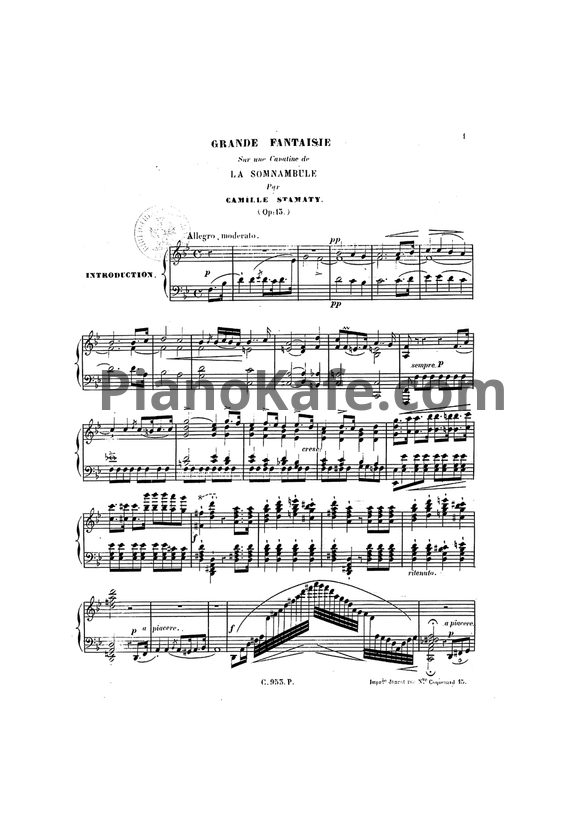 Ноты Камиль Стамати - Grande fantaisie sur 'La somnambule' (Op. 13) - PianoKafe.com