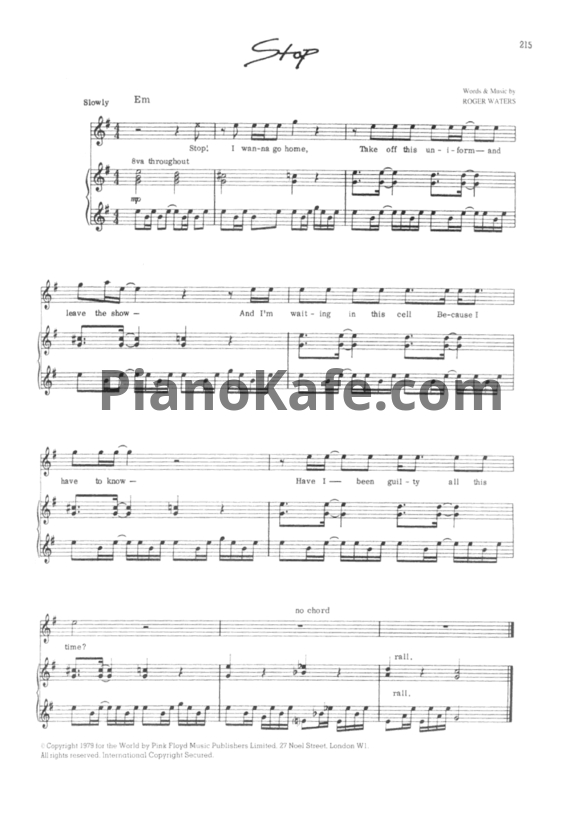 Ноты Pink Floyd - Stop (Guitar tabs) - PianoKafe.com