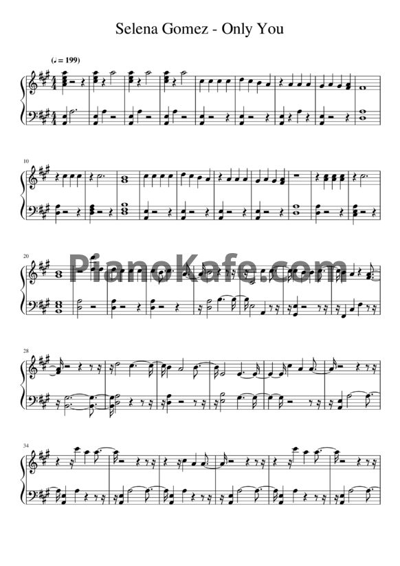 Ноты Selena Gomez - Only you - PianoKafe.com