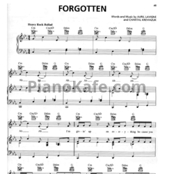Ноты Avril Lavigne - Forgotten