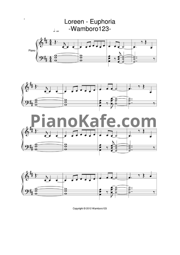Ноты Loreen - Euphoria (Версия 2) - PianoKafe.com