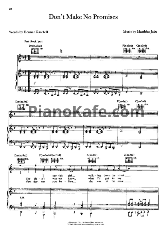 Ноты Scorpions - Don't make no promises - PianoKafe.com