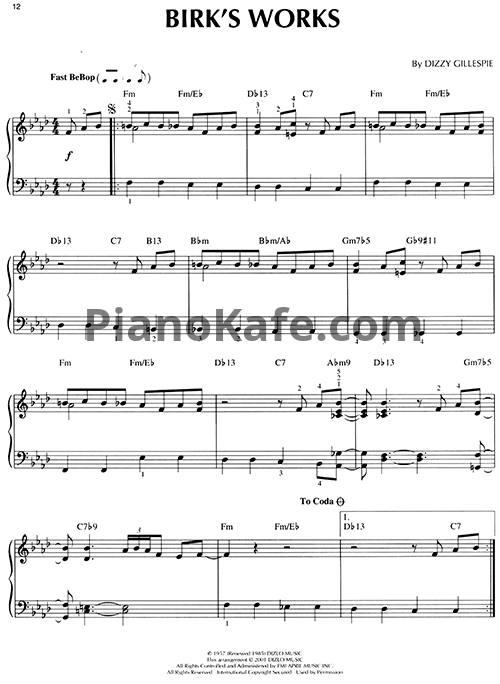 Ноты Dizzy Gillespie - Birk's works - PianoKafe.com