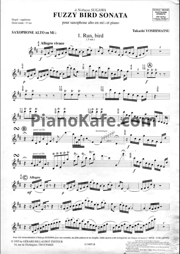 Ноты Yoshimatsu Takashi - Fuzzy bird sonata - PianoKafe.com