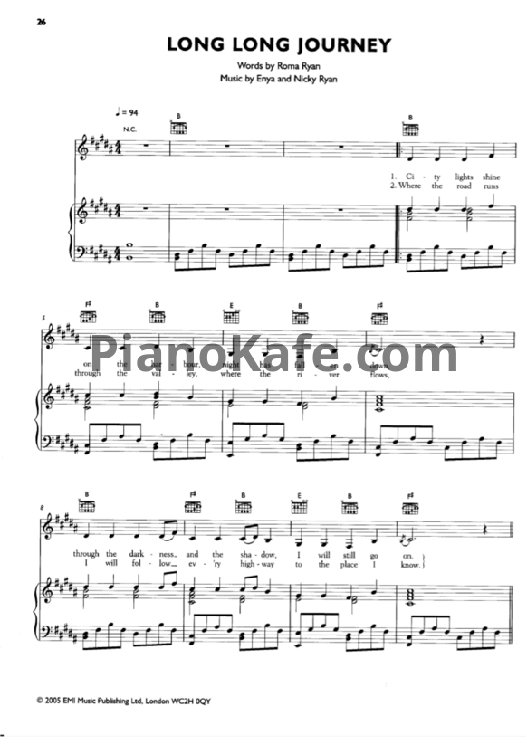 Ноты Enya - Long long journey - PianoKafe.com