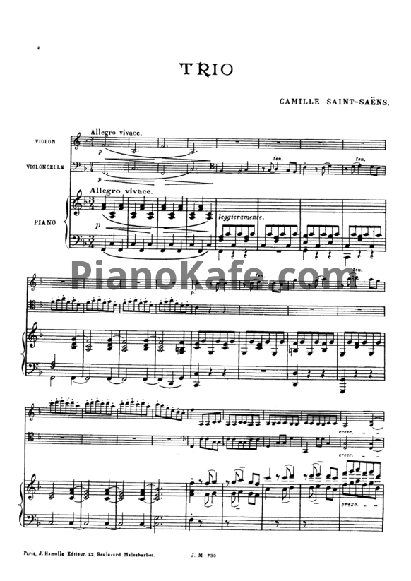 Ноты Камиль Сен-Санс - Фортепианное трио №1 фа мажор (Op. 18) - PianoKafe.com
