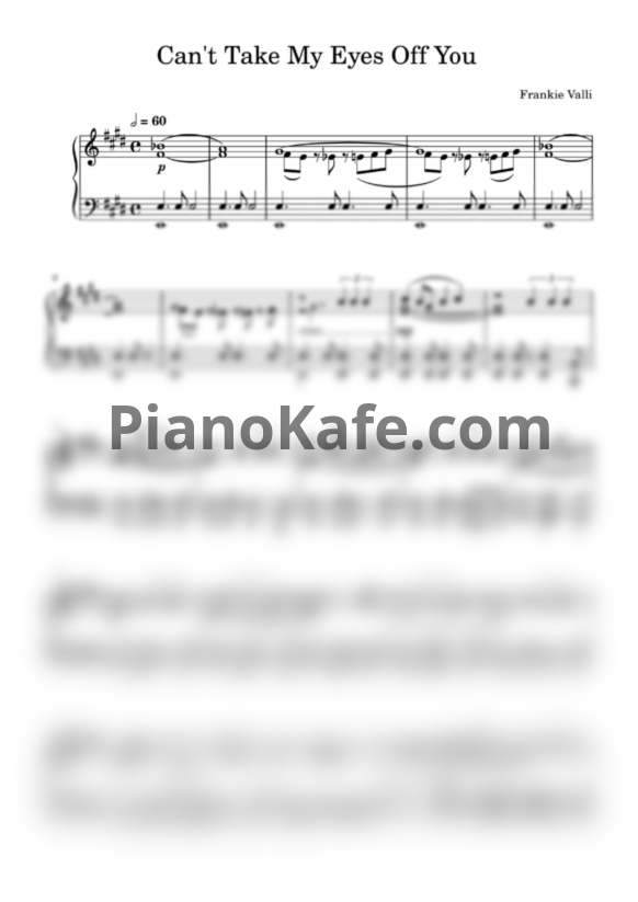 Ноты Frankie Valli - Can't take my eyes off you - PianoKafe.com