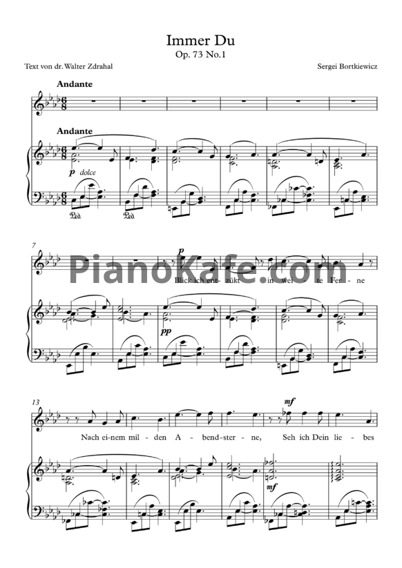 Ноты С. Борткевич - Три песни (Op. 73) - PianoKafe.com