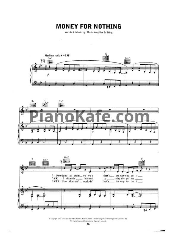 Ноты Genesis - Jesus he knows me - PianoKafe.com