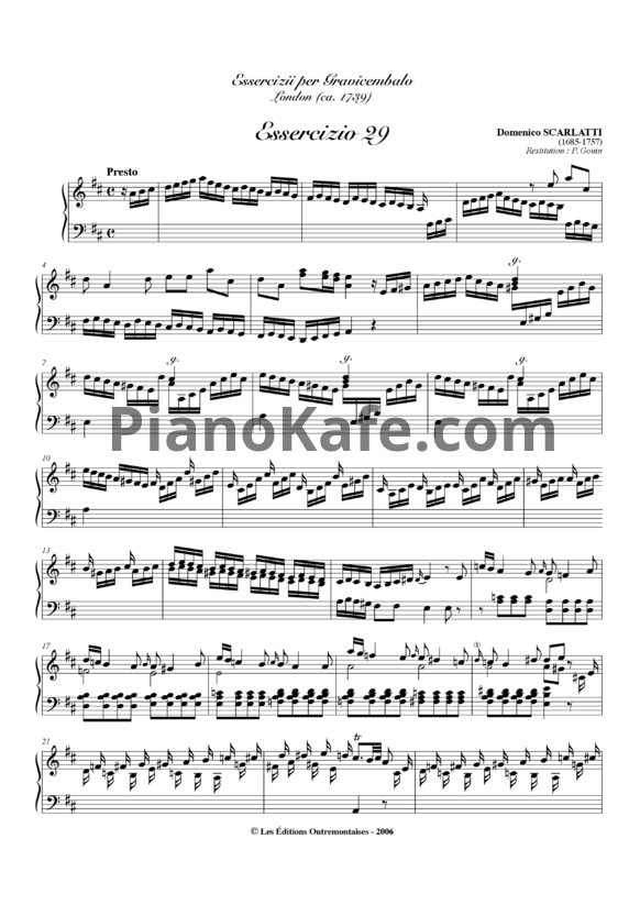 Ноты Д. Скарлатти - Соната K29 - PianoKafe.com