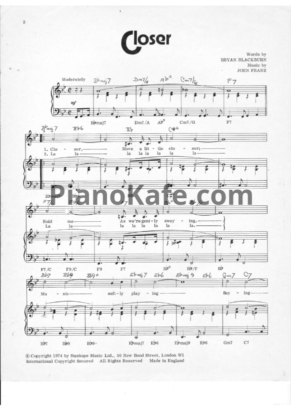 Ноты Dido - Closer - PianoKafe.com