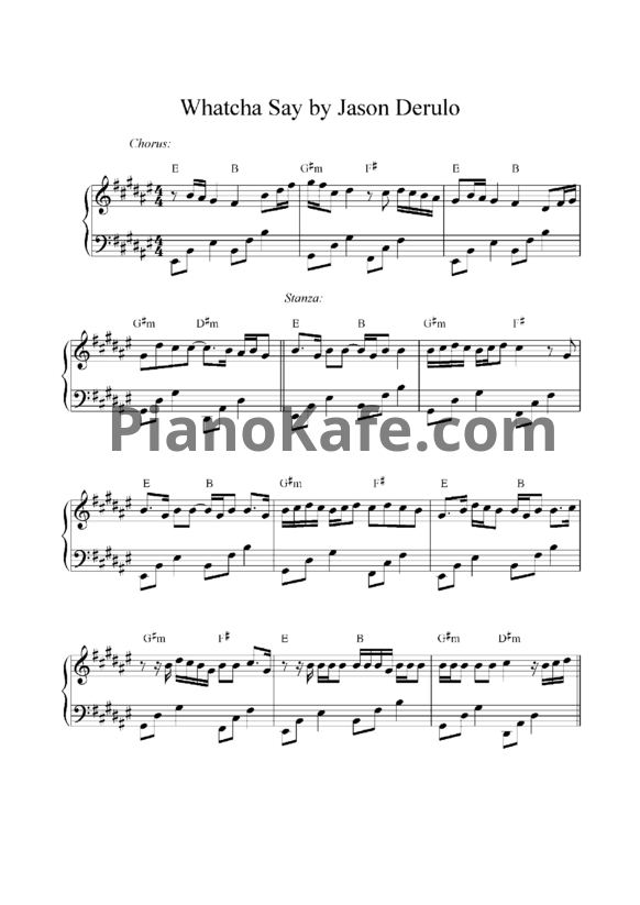Ноты Jason Derulo - Whatcha Say - PianoKafe.com